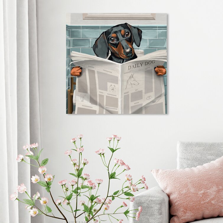 Dachshund bathroom wall outlet art